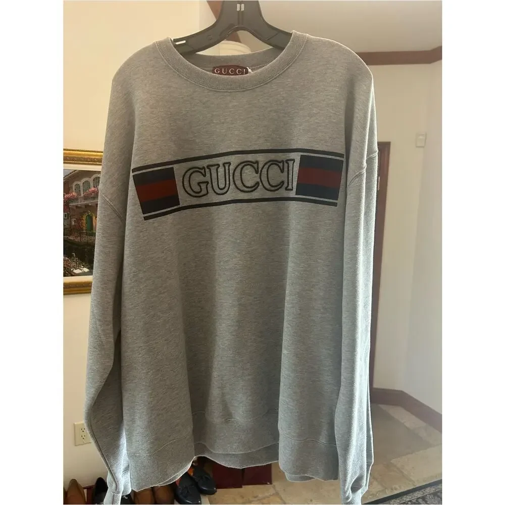 Men's Gucci jersey cotton sweatshirt prominent retro style embroidery size xxxl